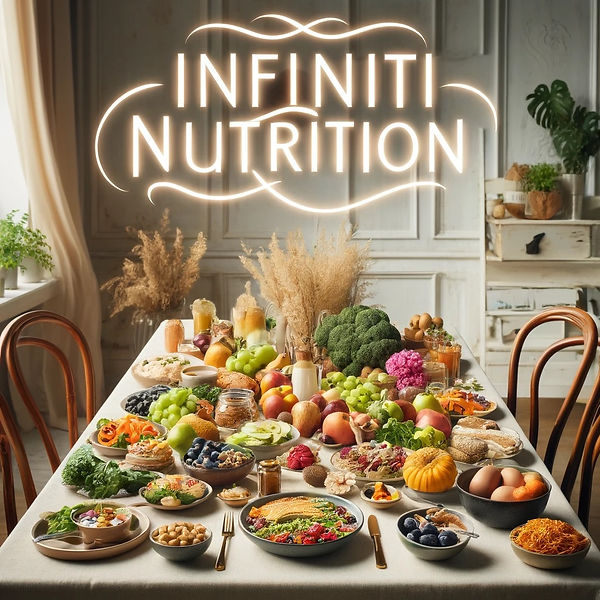 INFINITI Nutrition: Illustration einer vielfältigen Auswahl an Lebensmitteln